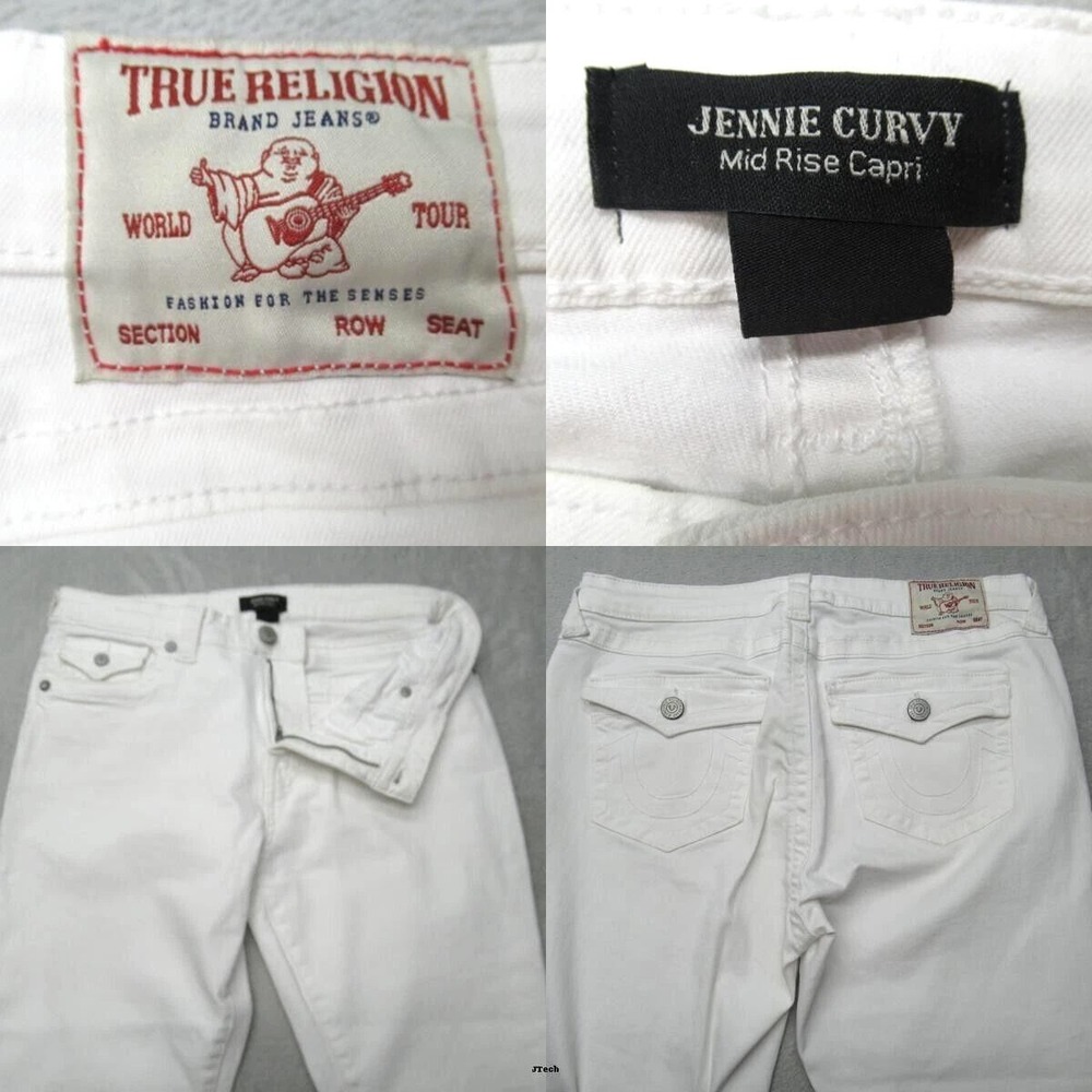 True Religion Jennie Curvy Jeans Women Mid Rise Skinny 32X24 Tapered Capri Denim